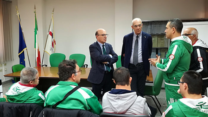 Assessore Nieddu saluta i ragazzi della polisportiva Olimpia Onlus