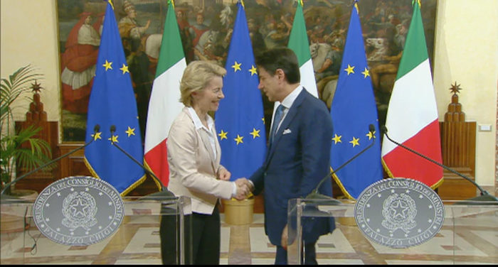 Ue, Von der Leyen a Roma con Conte