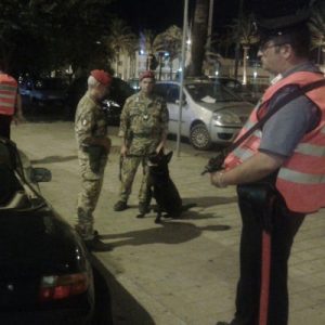carabinieri in servizio notturno e cani antidrotg